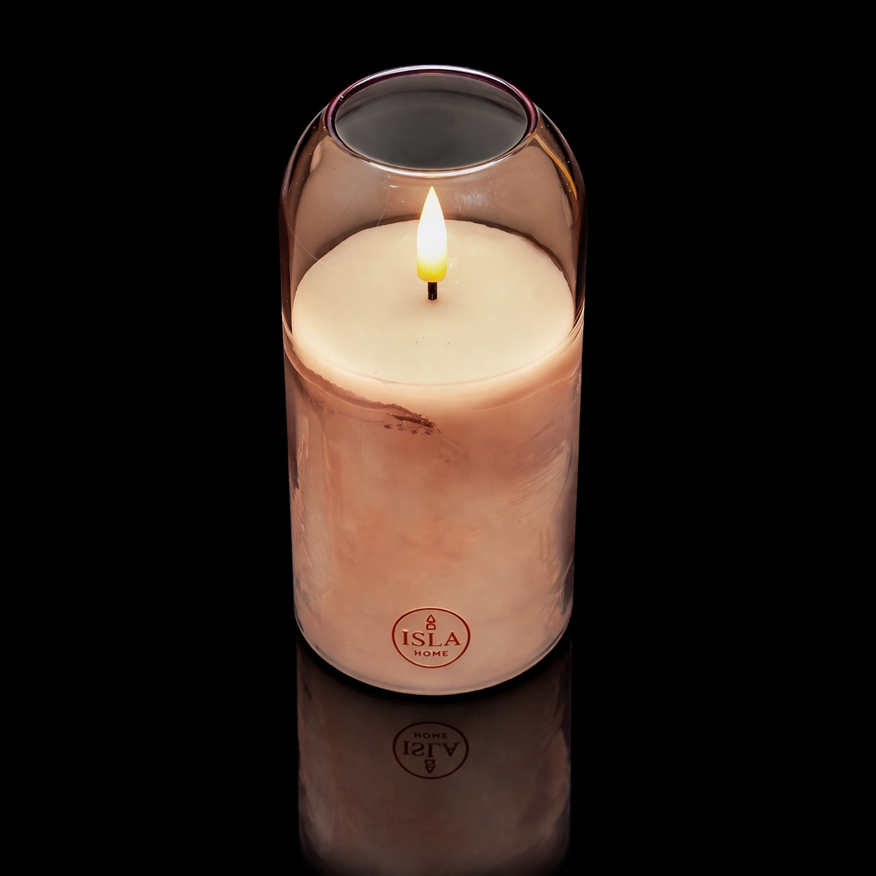 ISLA HOME 3DKaars Lamp Beige – Dimbaar – Warm Sfeerlicht – Glazen Design