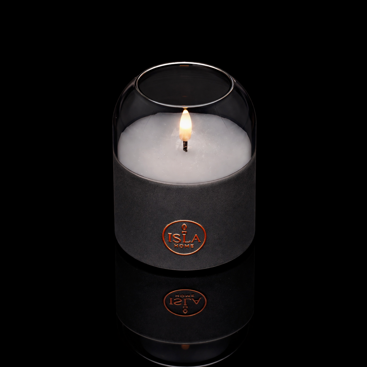 ISLA HOME 3D Kaars Lamp Grijs – Dimbaar – Warm Sfeerlicht – Glazen Design