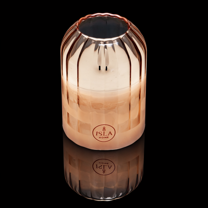 ISLA HOME Kaars Lamp Beige Lijnen – Dimbaar – Warm Sfeerlicht – Glazen Design