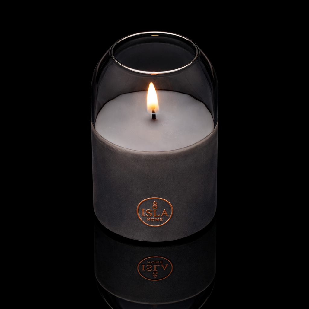 ISLA HOME 3D Kaars Lamp Grijs – Dimbaar – Warm Sfeerlicht – Glazen Design