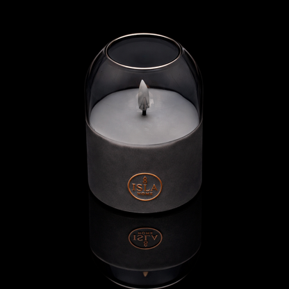 ISLA HOME 3D Kaars Lamp Grijs – Dimbaar – Warm Sfeerlicht – Glazen Design