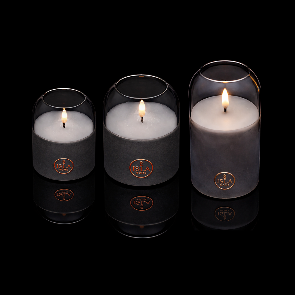 ISLA HOME 3D Kaars Lamp Grijs – Dimbaar – Warm Sfeerlicht – Glazen Design